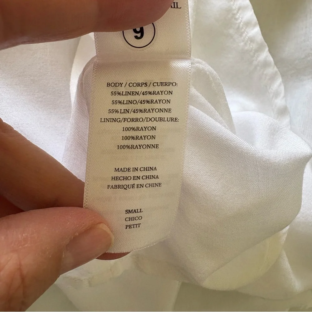 Rails Solid White Lace Trim Jasmine Linen Blend Dress Women’s Size Small - Picture 6 of 7